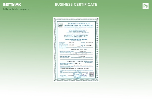 Модерен стил Азербејџан сертификат за инкорпорација шаблон